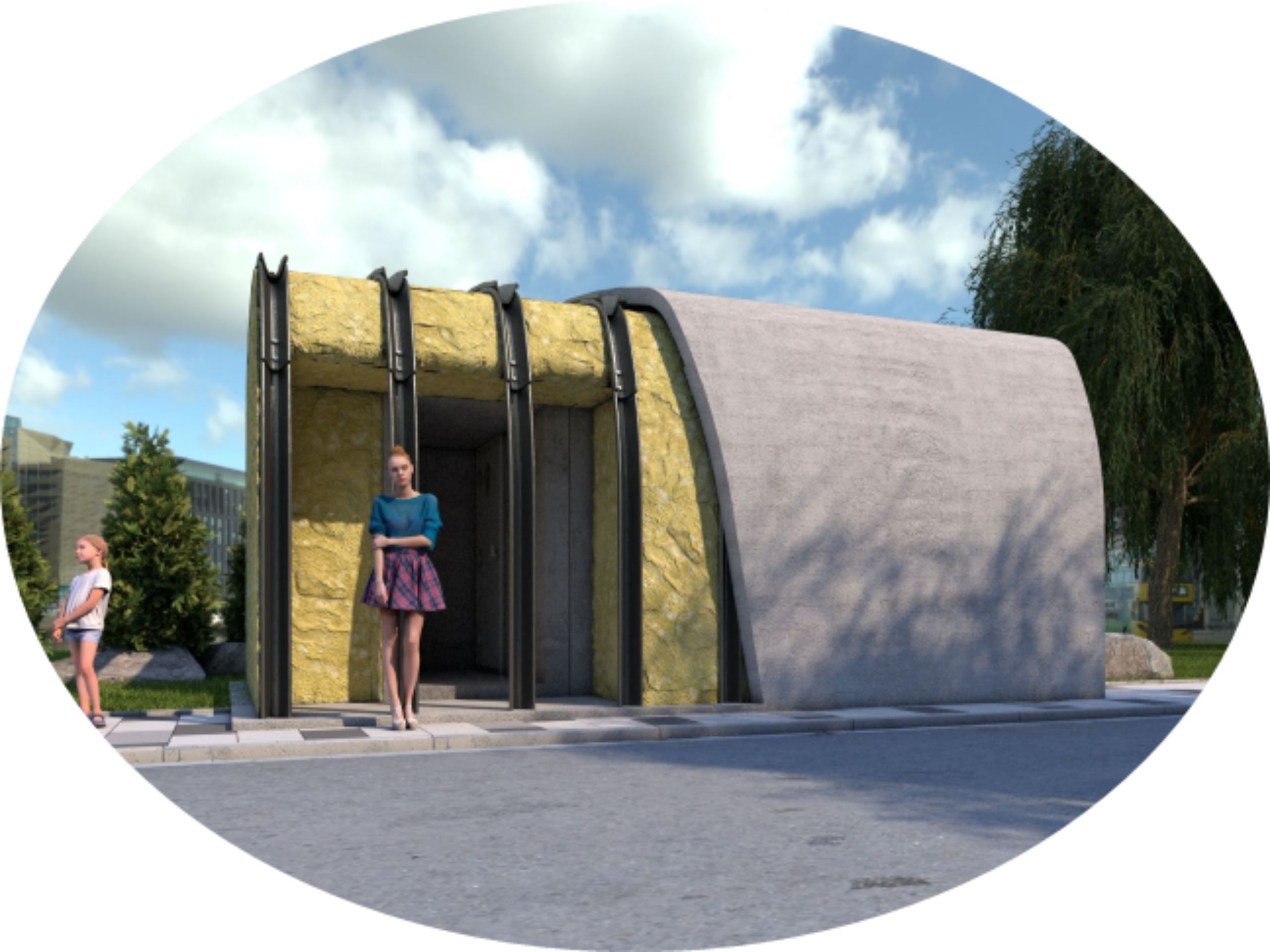 Výroba stříkaného betonu v provizorním přístřešku – zpevnění stěn a jejich odolnost vůči detonacím